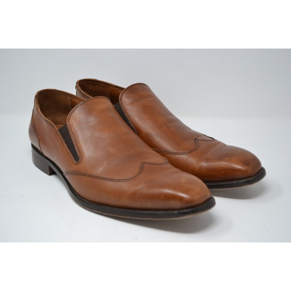 Men's Massimo Matteo Italy 10.5 M Brown Leather Oxford Slip on Dress Shoes‎ 7741